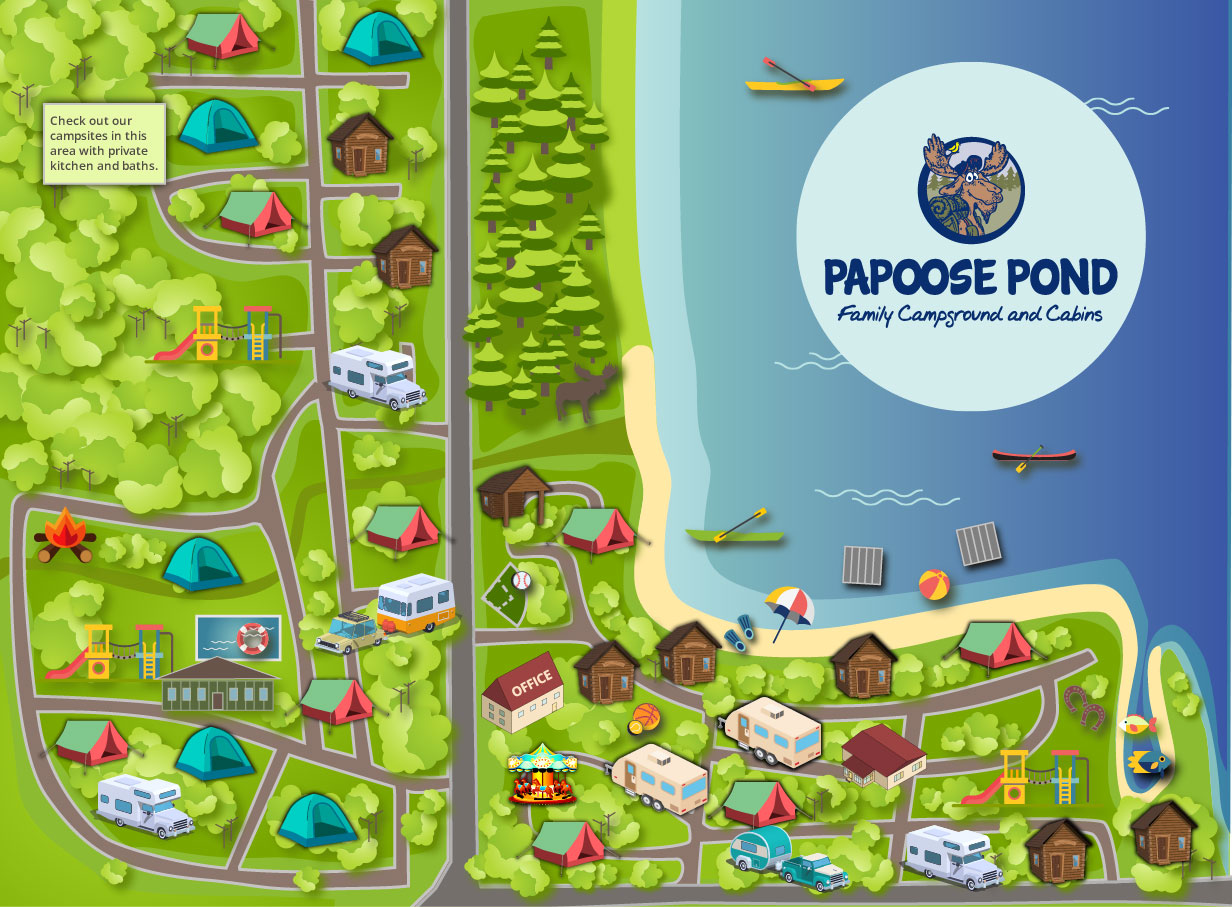 Map Papoose Pond Family Campground And Cabins