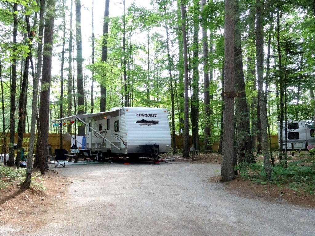 Spacious wooded sites nestled in the cathedral pines or cozy Campsites right next to the lake